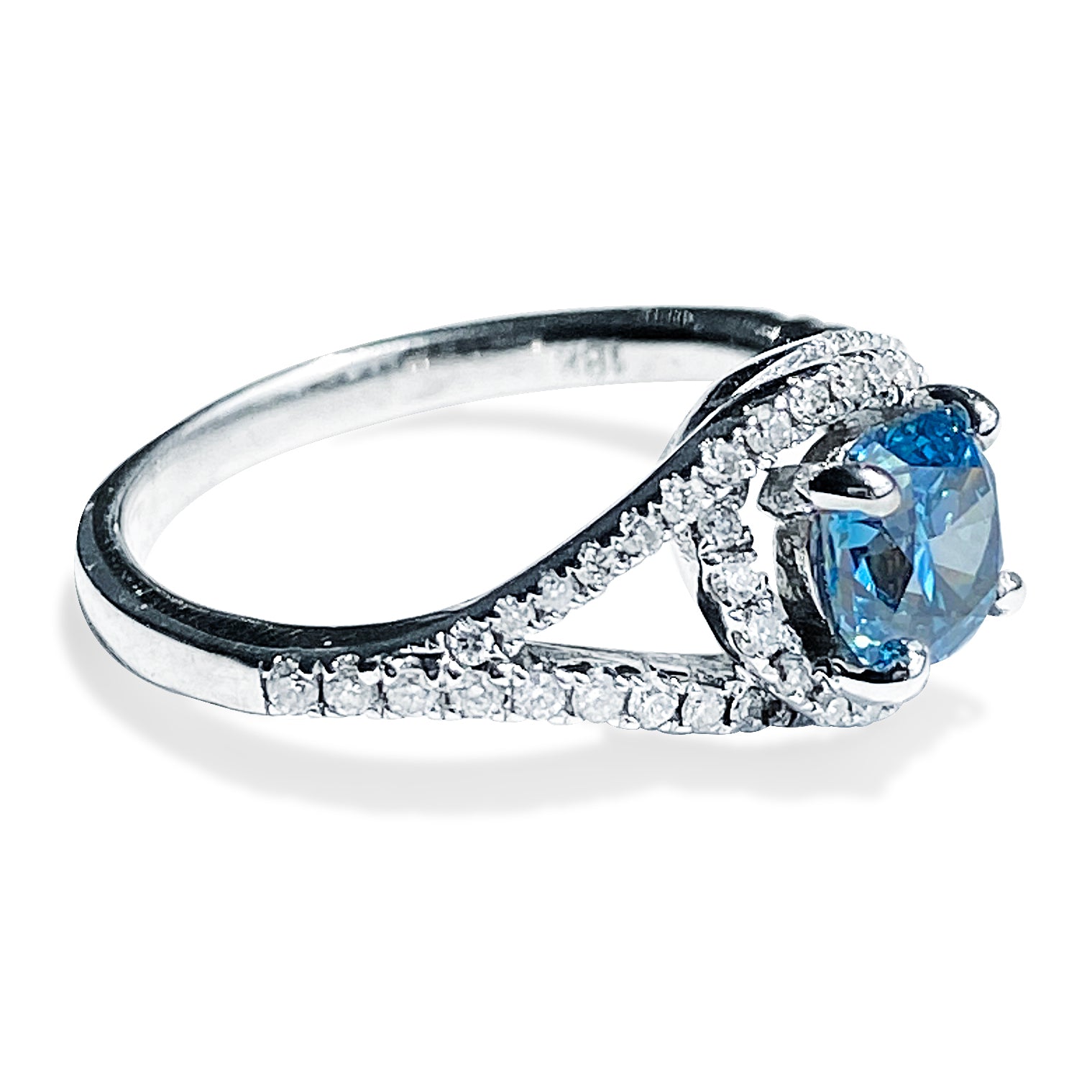 .72 Carat Fancy Blue Cushion Diamond Ring