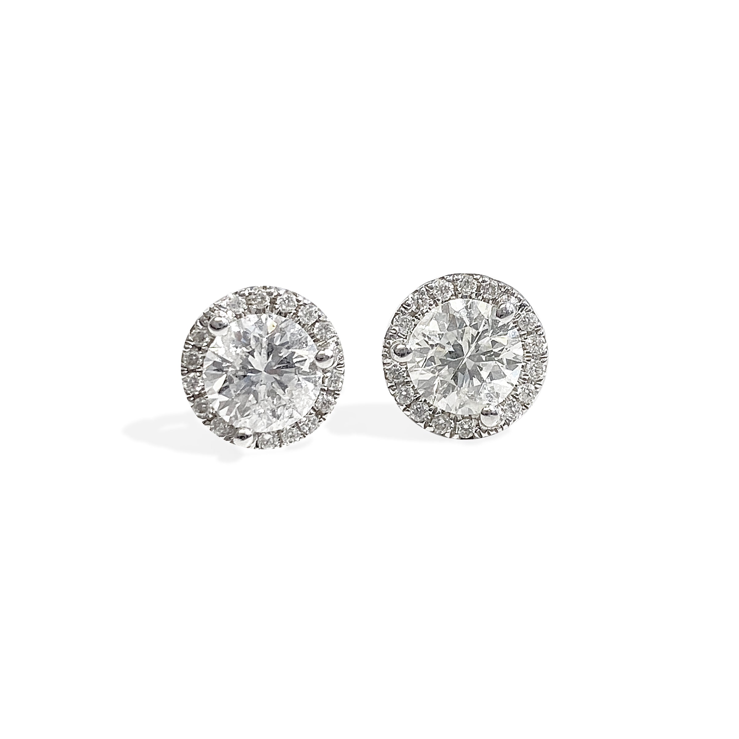 1.40 Round Brilliant Stud Earrings with Halo