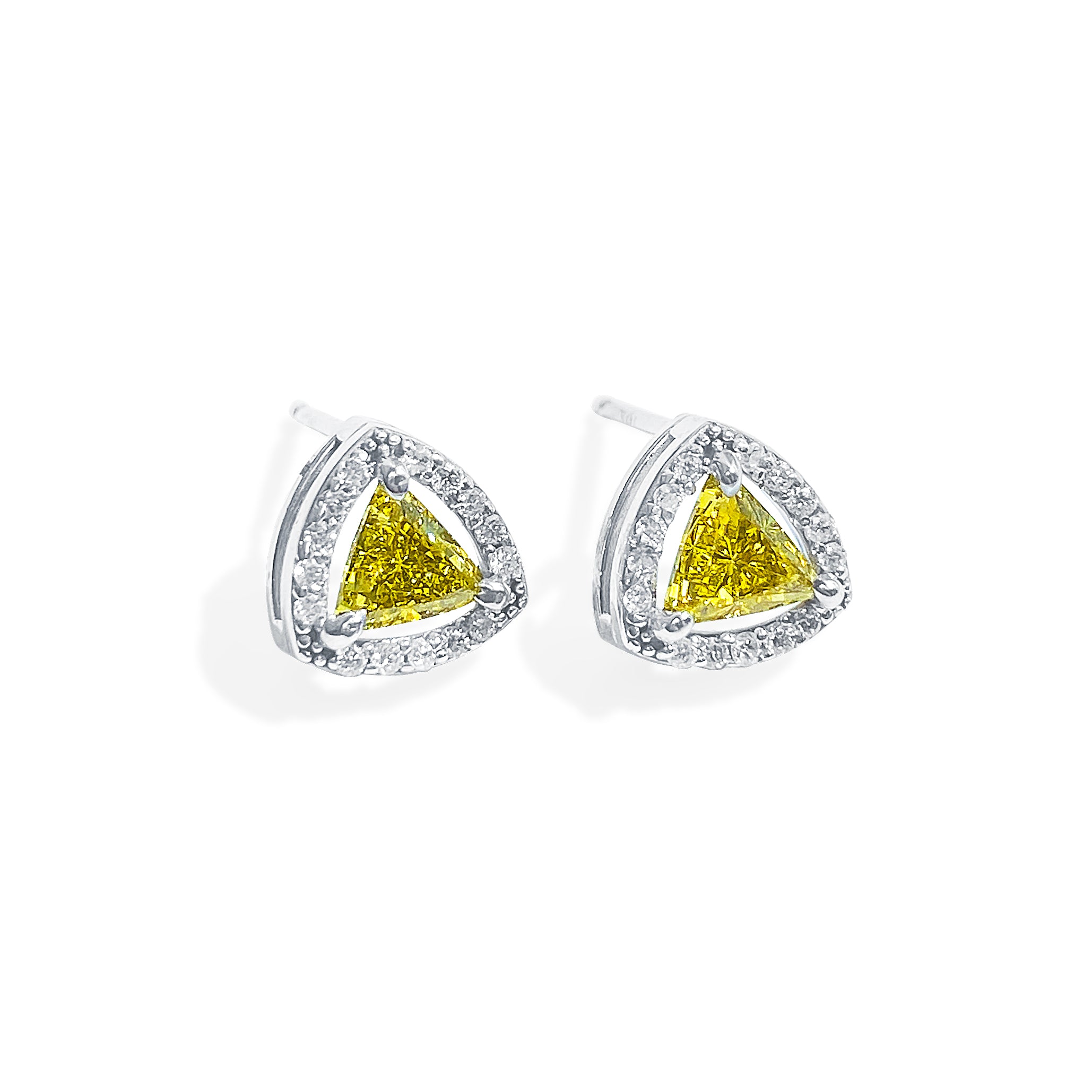 .81 Yellow Diamond Earrings with Halo