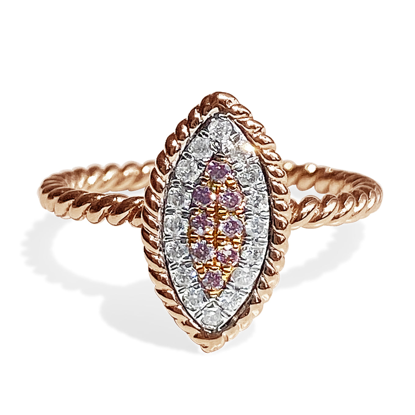 Pave Rope Ring with Pink Diamonds