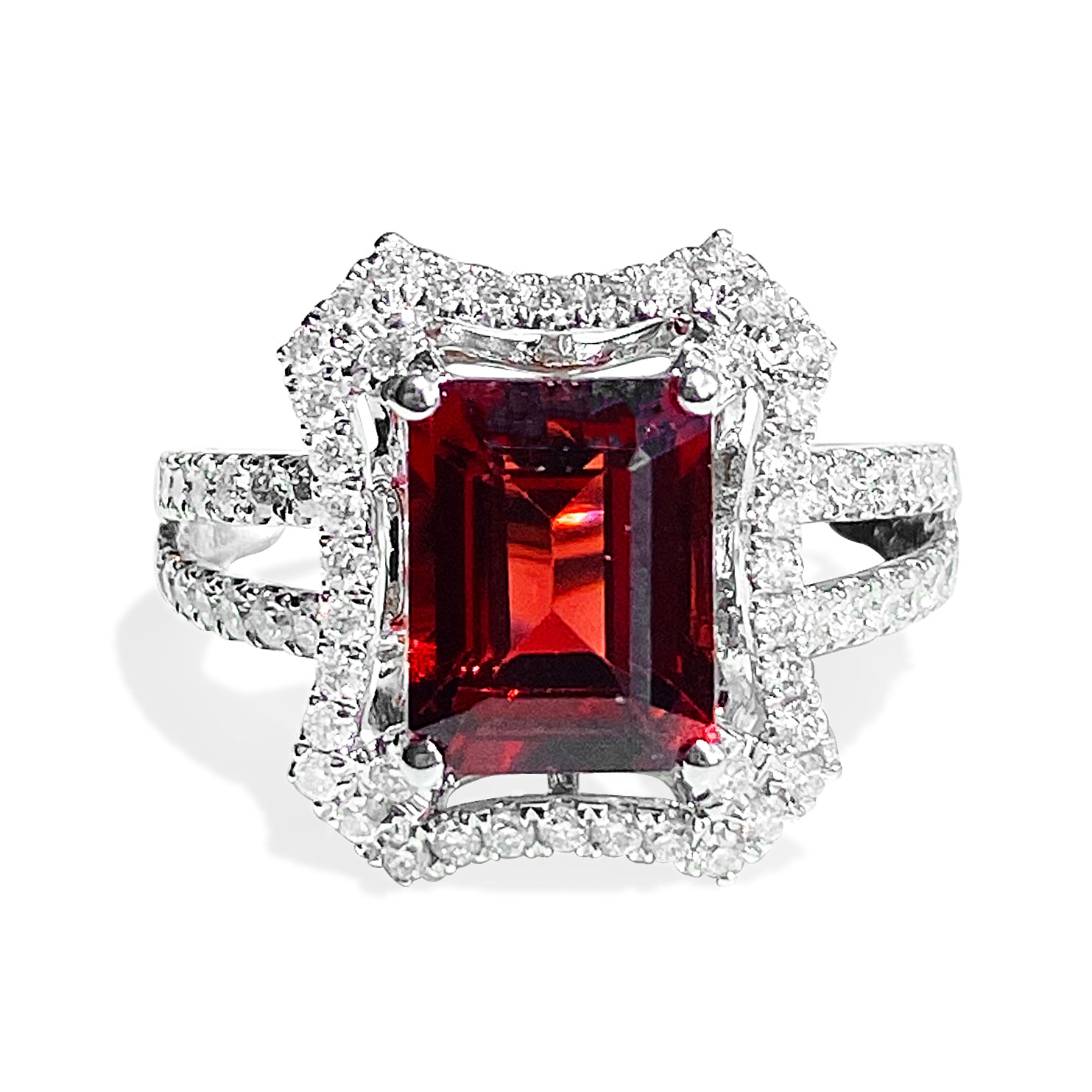 Rhodolite Garnet Ring with Diamonds