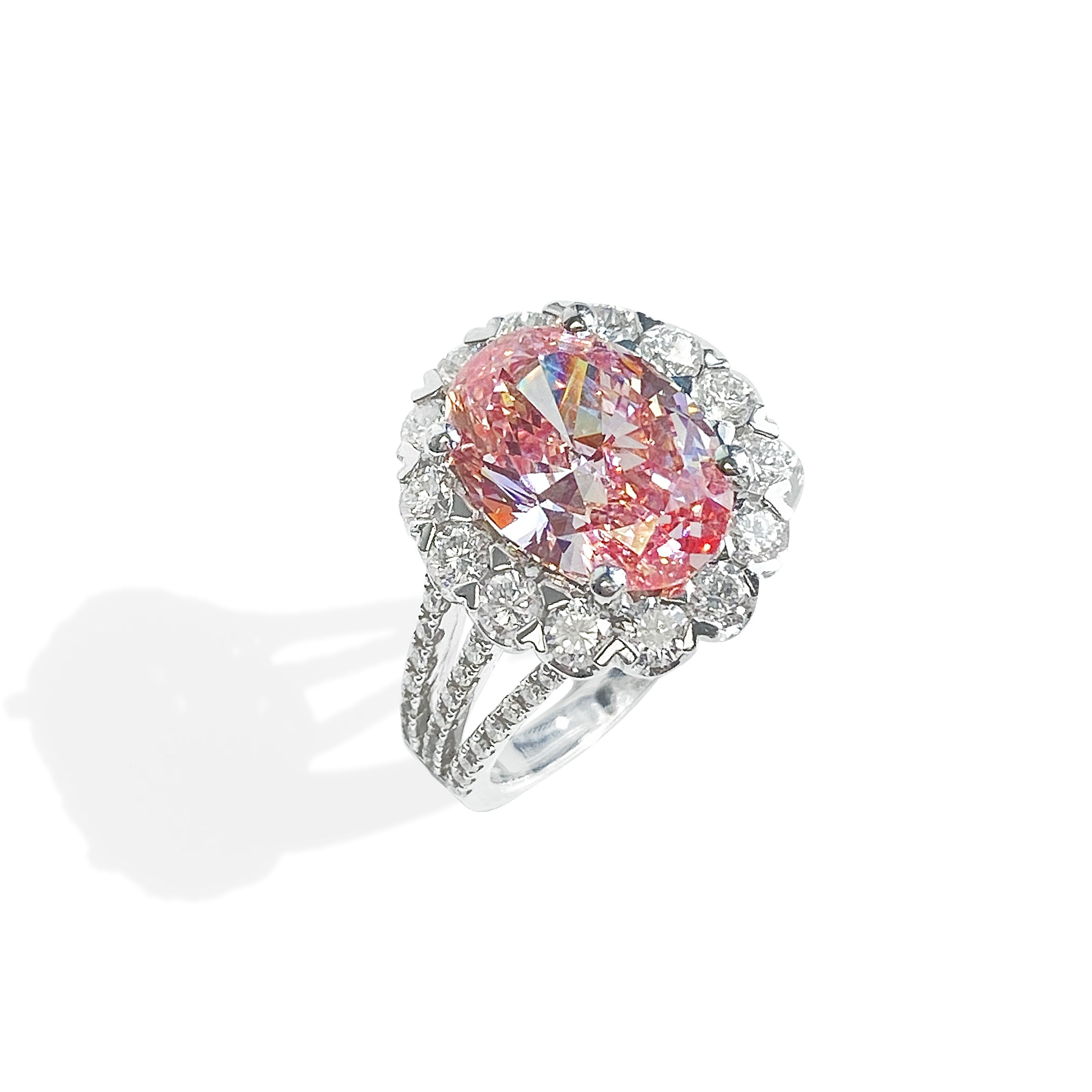 FLAWLESS! 3.60 Carat Pink Oval Diamond Halo Ring