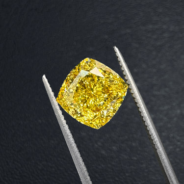 3.37 Fancy Vivid Yellow Cushion Diamond