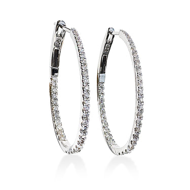 Oval Hoop Diamond Earrings