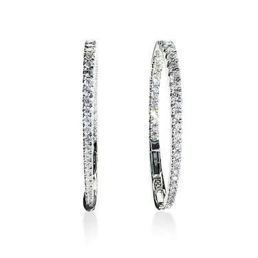 Oval Hoop Diamond Earrings