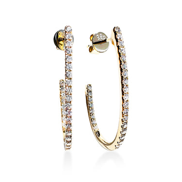 Diamond J Hoop Earrings