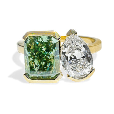 Toi Et Moi Green & White Diamond Ring