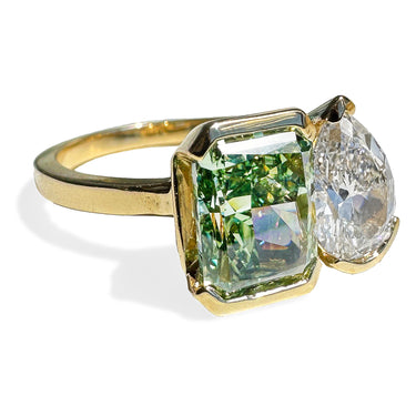 Toi Et Moi Green & White Diamond Ring