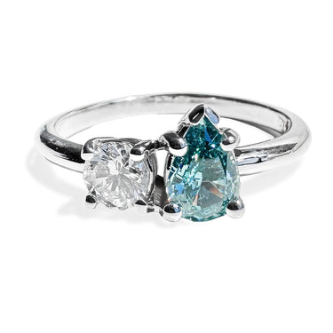 Toi Et Moi Blue & White Diamond Ring