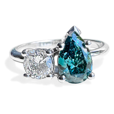 Toi Et Moi Blue & White Diamond Ring