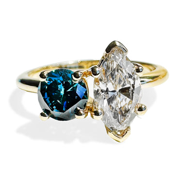 Toi Et Moi Blue & White Diamond Ring