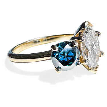 Toi Et Moi Blue & White Diamond Ring