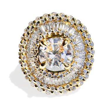 2.40 Carat Round Brilliant Sunburst Ring