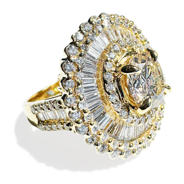 2.40 Carat Round Brilliant Sunburst Ring