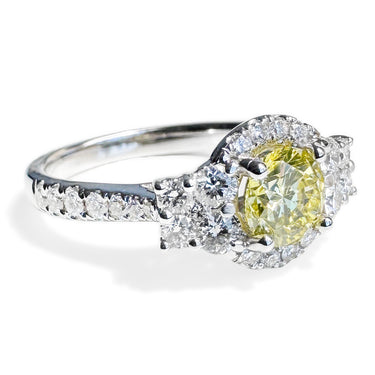 Light Yellow Diamond Halo Ring