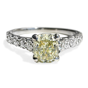 Faint Yellow Diamond Pave Ring