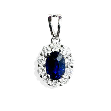 Oval Sapphire Halo Pendant