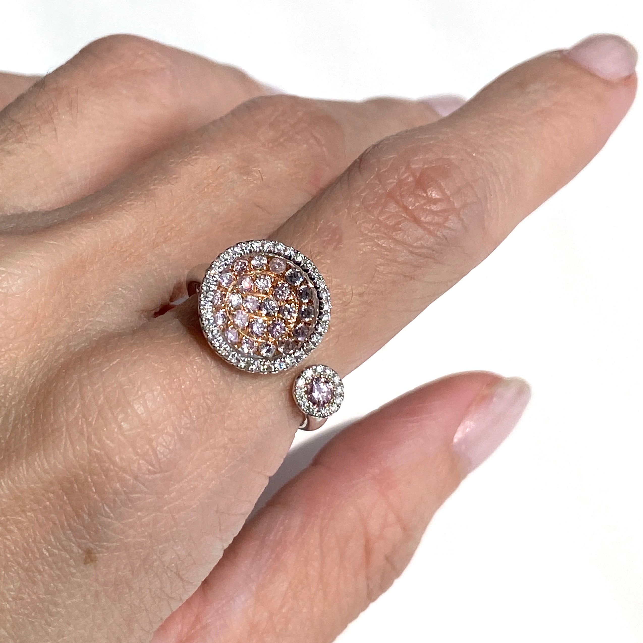 Pave Circle Open Ring with Pink Diamonds