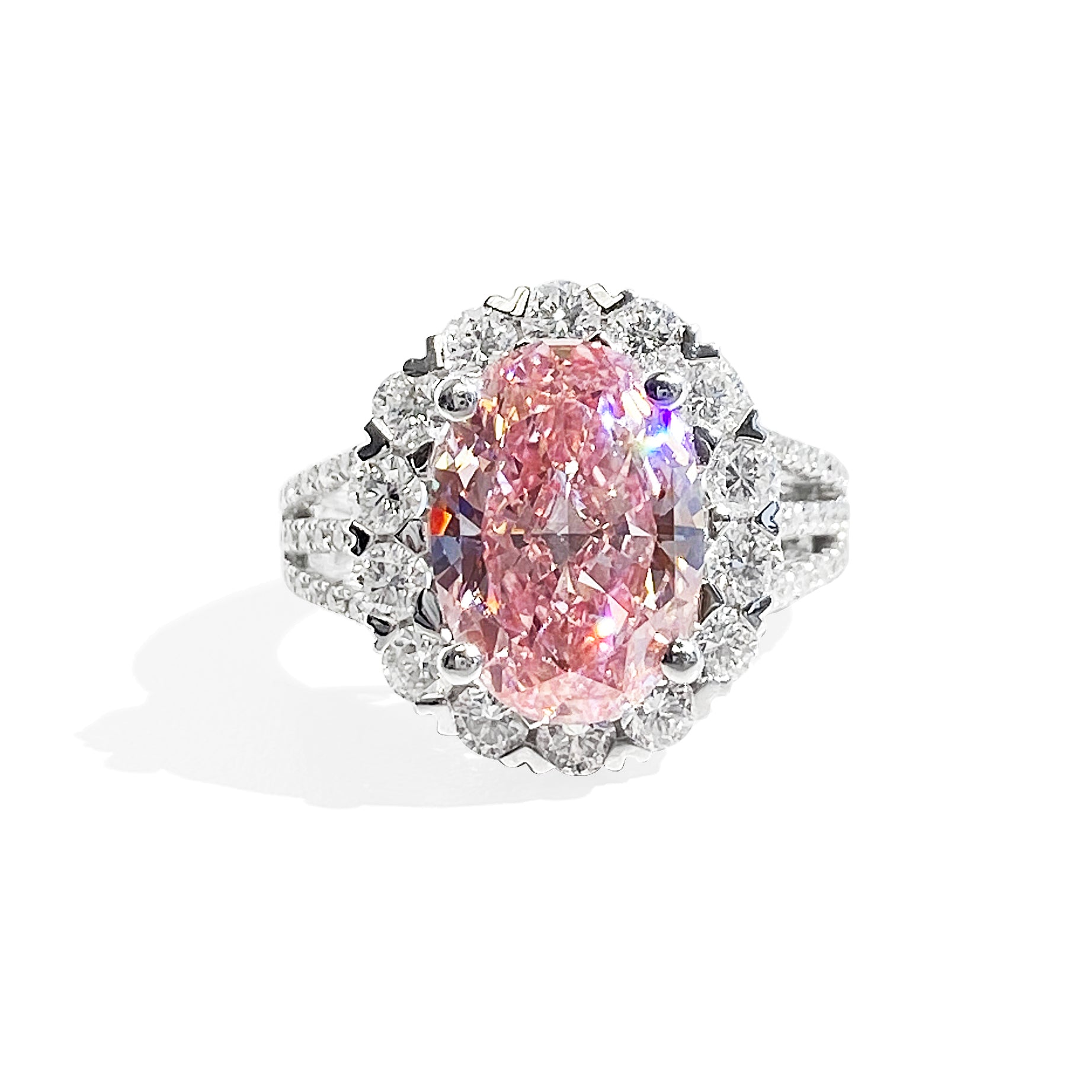 FLAWLESS! 3.60 Carat Pink Oval Diamond Halo Ring